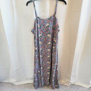VTg Extra Touch Dress‎ Size 20W Blue Floral Maxi Cottagecore Boho Prairie 17464